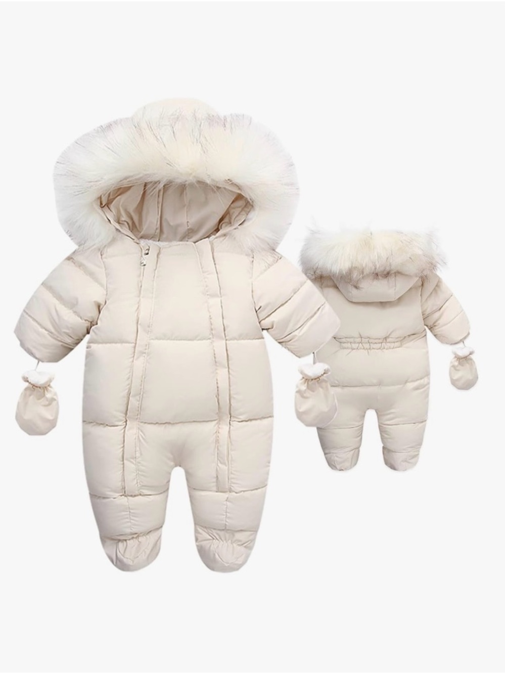Baby Puffer Snowsuit with Faux Fur Hood